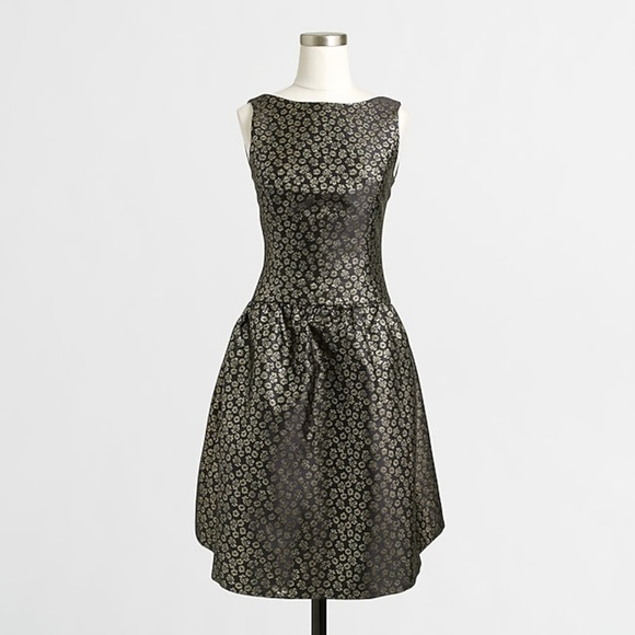 J Crew Gold Floral Jacquard Dress - Picture 1 of 5